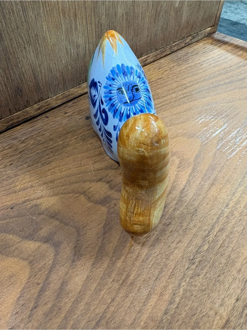 Hand-Painted Ceramic Fish Figurine - Blue, Green & Gold